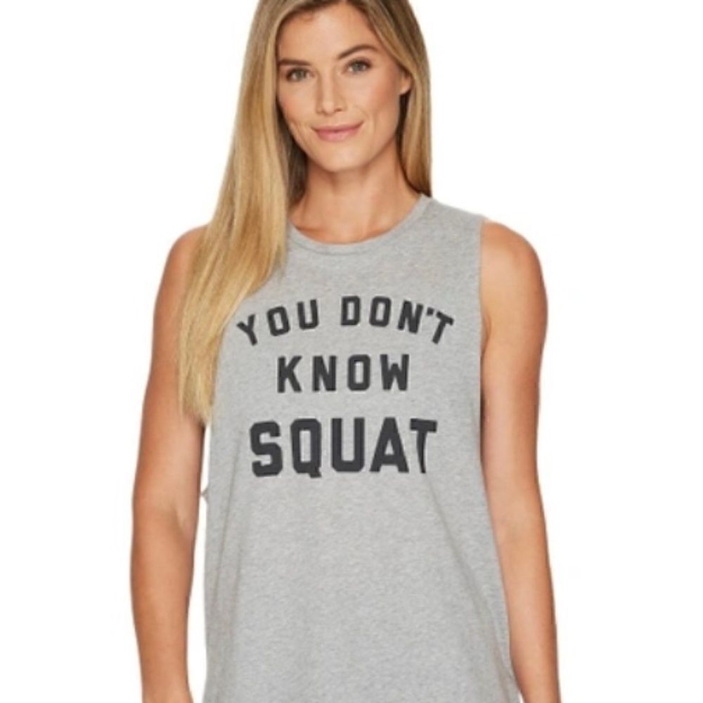 Reebok You Don’t Know Squat Tank Heather Grey L EUC